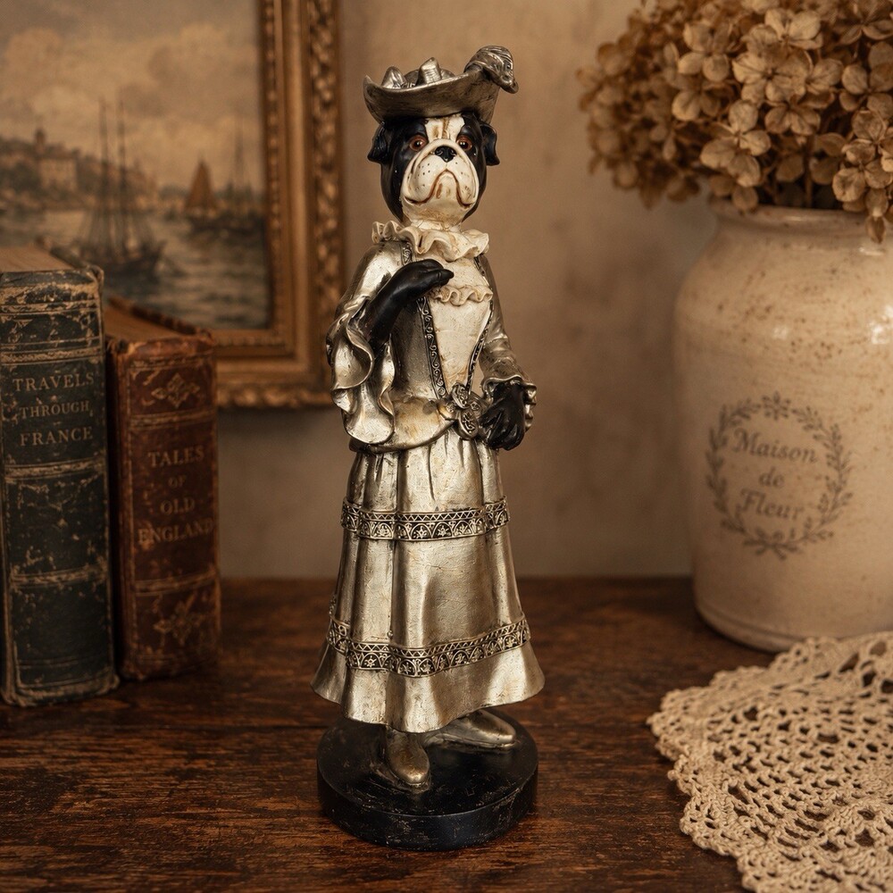 Vtg Bombay Company Collectible Figurine Bull Dog In Victorian Dress “Nicolette”